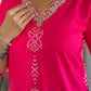 Phoolkari – Rani Pink Bandhej Kurta Set