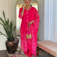Phoolkari – Rani Pink Bandhej Kurta Set